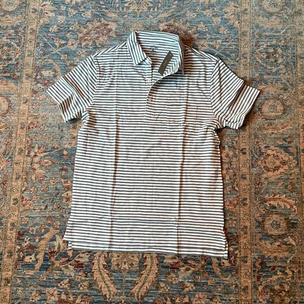 J.Crew Jersey polo shirt in yarn-dyed stripe